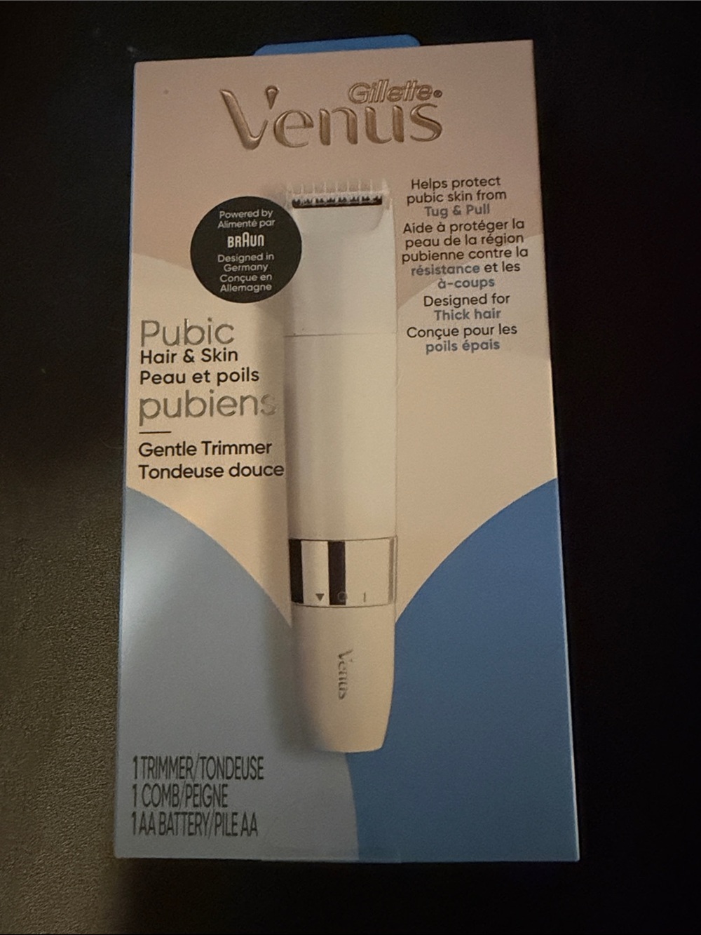 VENUS White and Blue Gentle Pubic Hair Trimmer